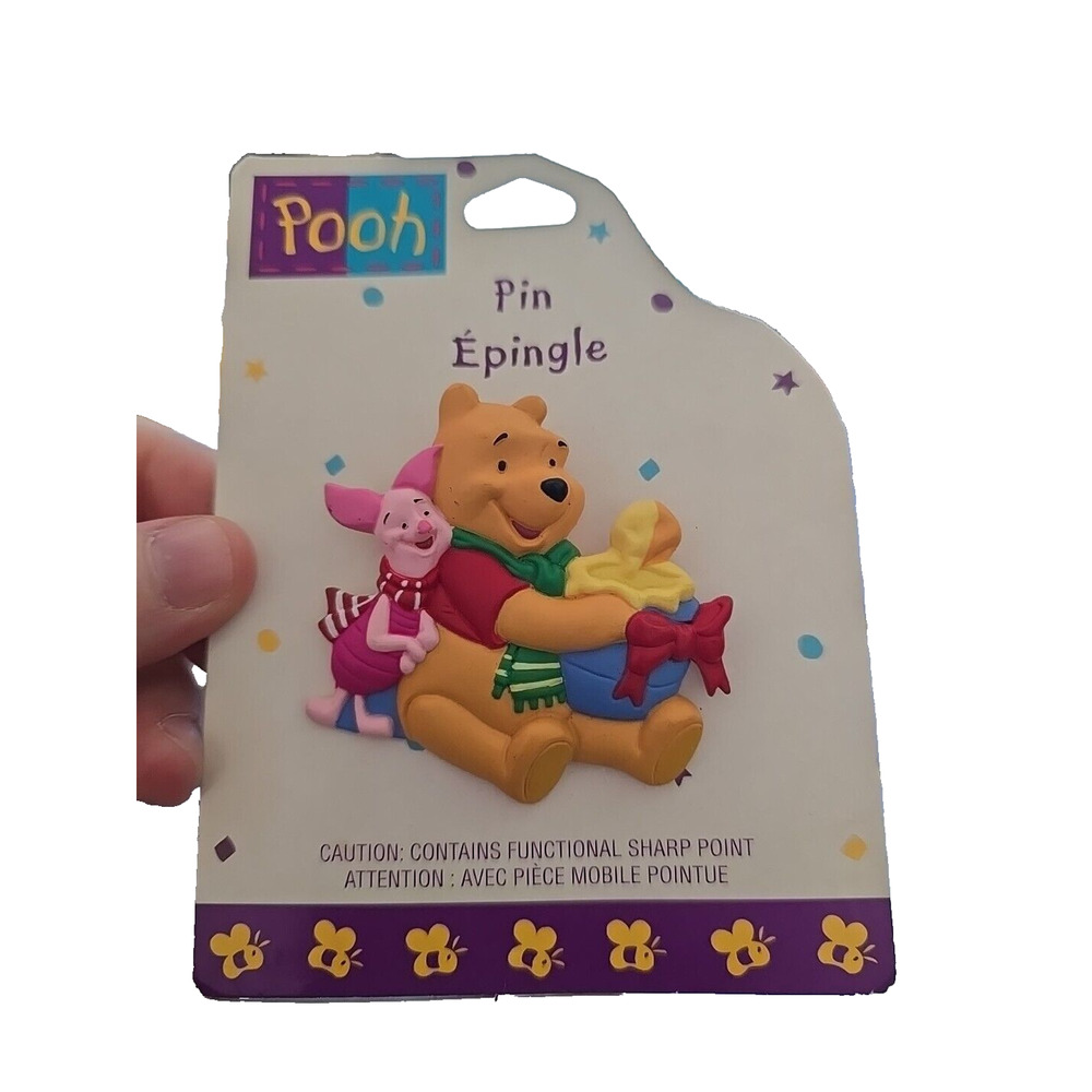 Vintage Disney Winnie The Pooh Holding Honey Pot & Piglet Brooch Pin Epingle
